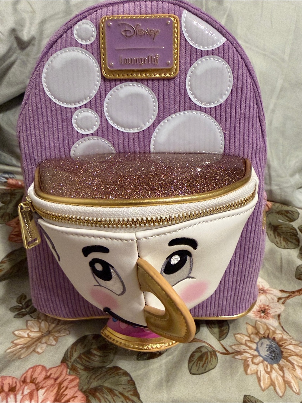 Loungefly Lavender & White Chip Character Corduroy Mini Backpack